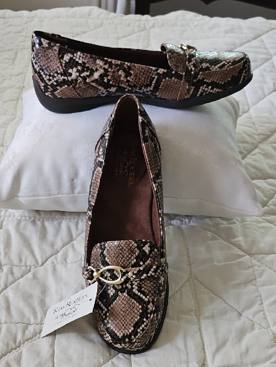 Kim Rogers Shoes - Kim Rogers- Tan Snake- Blayne Loafers with Gold Hardware- 8 1/2 M